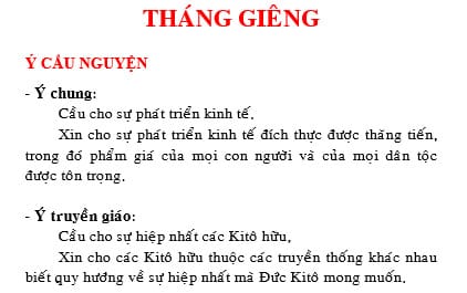 Phân Công Phụng Vụ tháng 01/2014