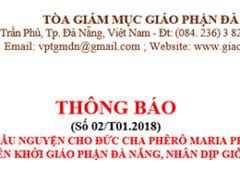 Thông Báo: Thánh Lễ Cầu Nguyện Cho Đức Cha Phêrô Maria Phạm Ngọc Chi, Giám Mục Tiên Khởi Giáo Phận Đà Nẵng, Nhân Dịp Giỗ Lần Thứ 30