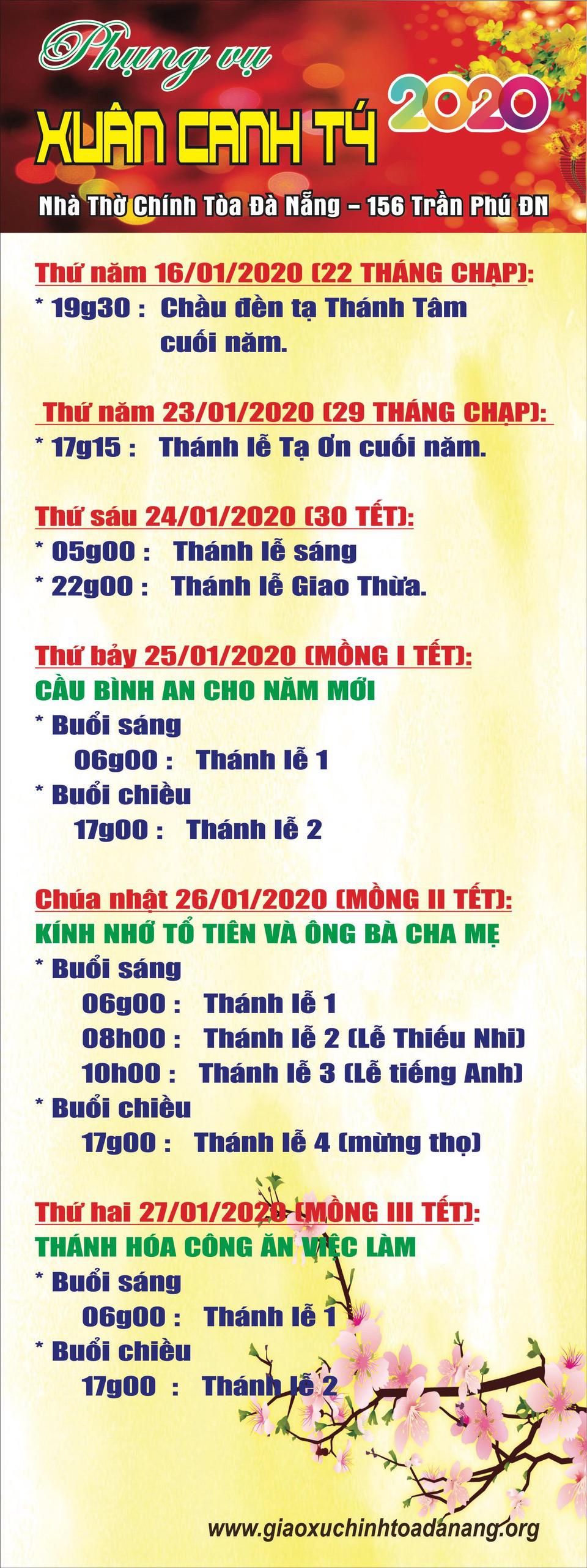 Lịch Phụng Vụ Tết Canh Tý 2020